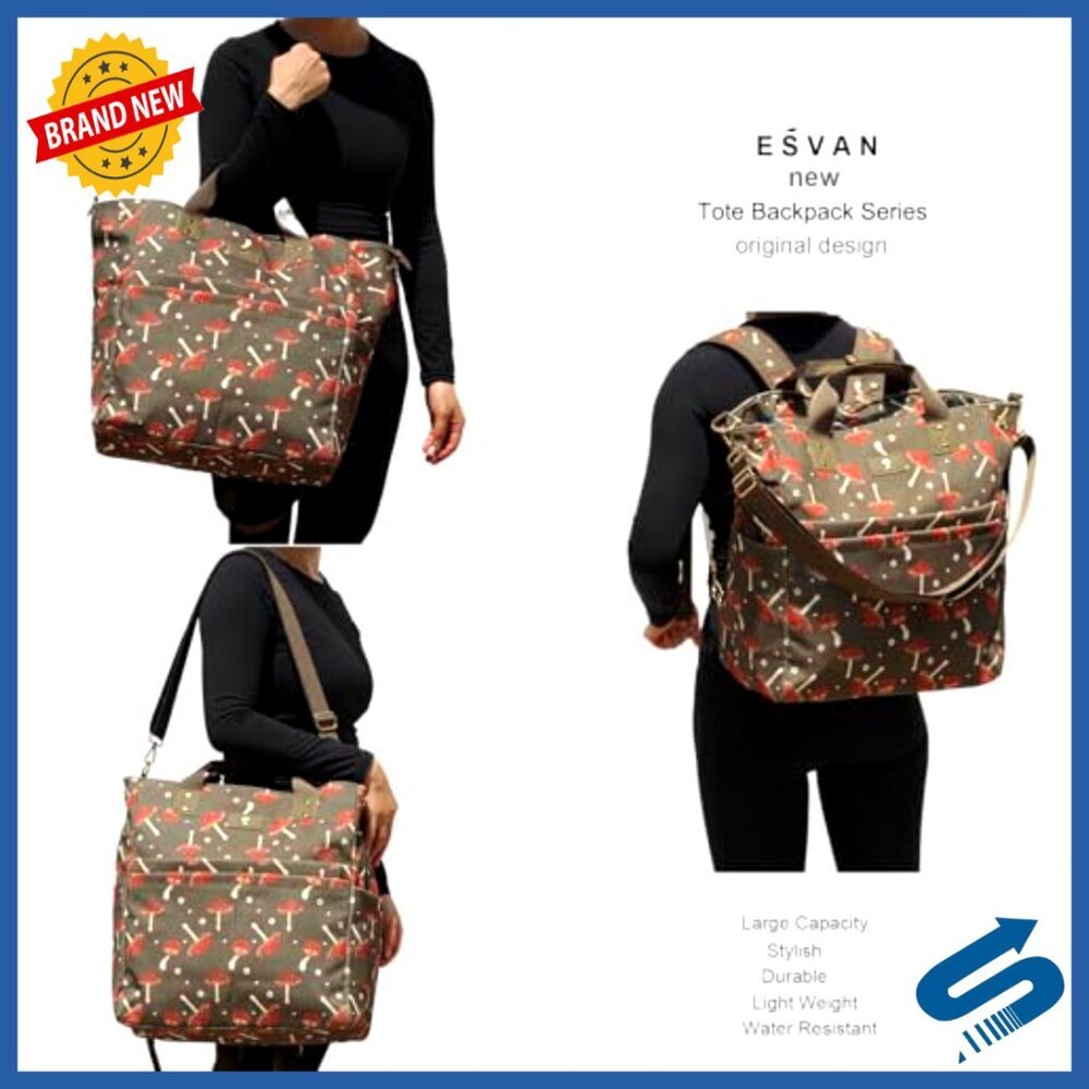 Multifunctional Tote Backpack Crossbody Bag 3-in-1 with Insulated Pockets Laptop - Picture 6 of 7